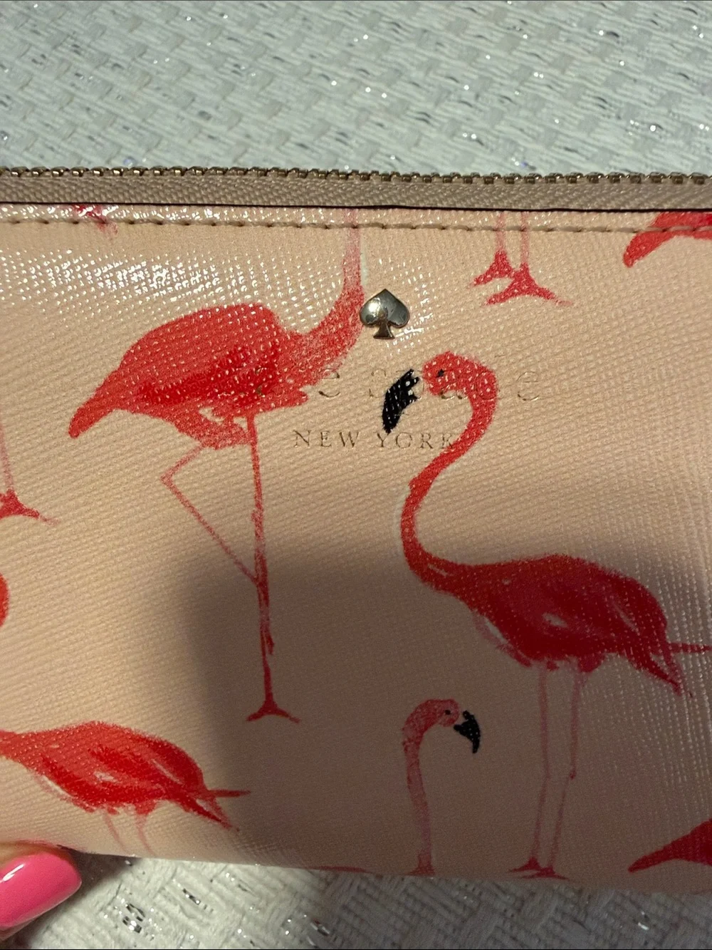 kate spade Flamingo Print Zip Wallet - Pink, Coral